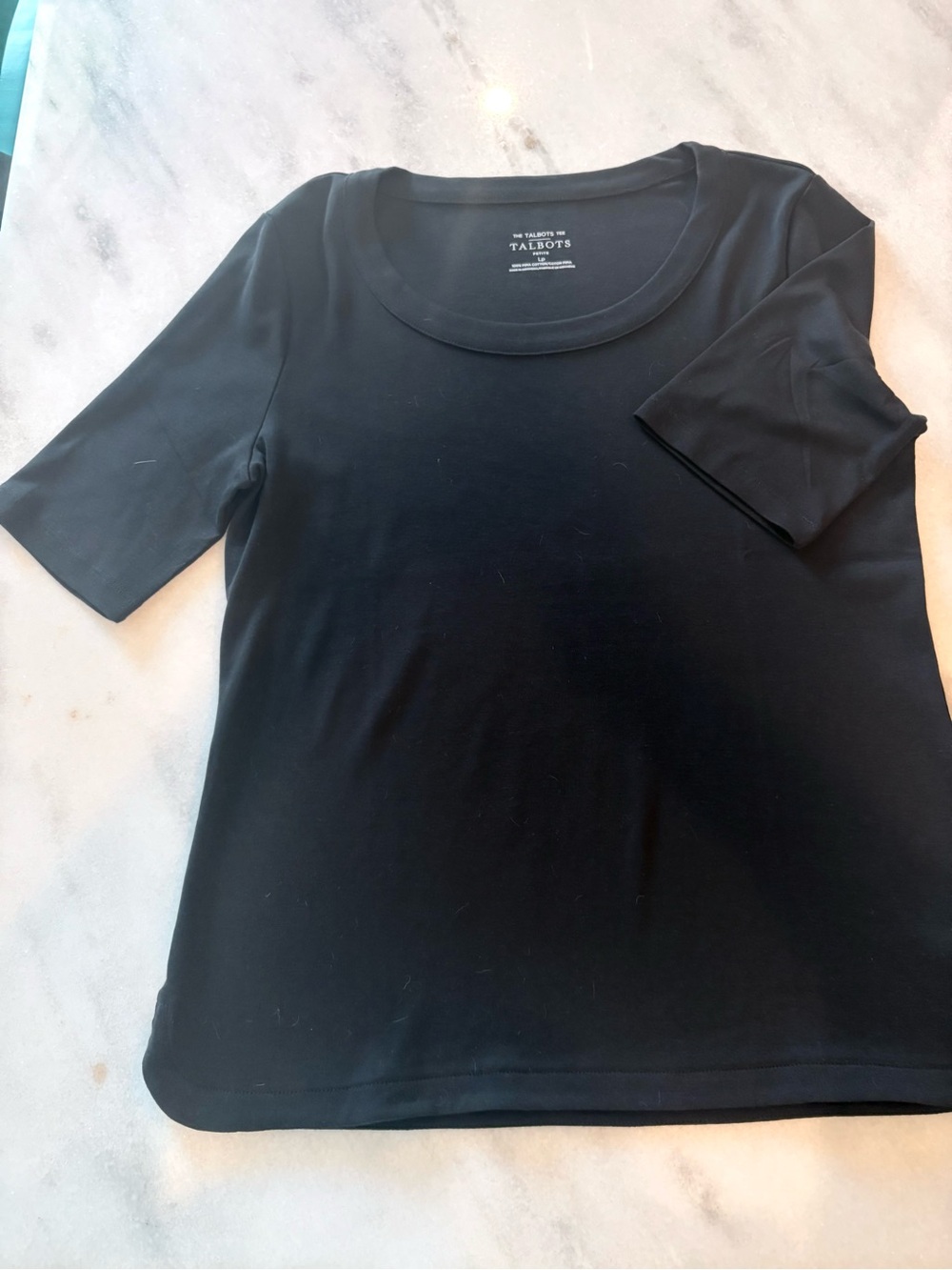 Talbots Black Pima Cotton Scoop Neck Tee Petite Large LP